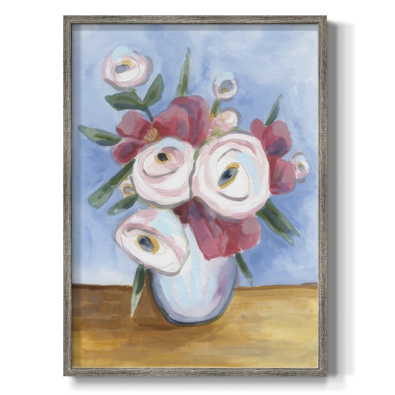 Tea Rose Posey I, reproduction encadrée - bois massif, H 11 po x l 9 po