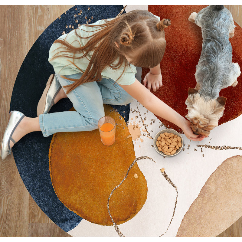 Delgardo Vinyl Machine Printed Area Rug, Round 100cm