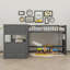 Triple lits superposés en L, lit simple Buck avec lit mezzanine attaché et deux tiroirs-946089299