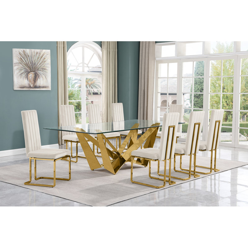 Sipple Dining Set, 9, Black/Gold