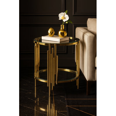 Makalynn Glass Top End Table