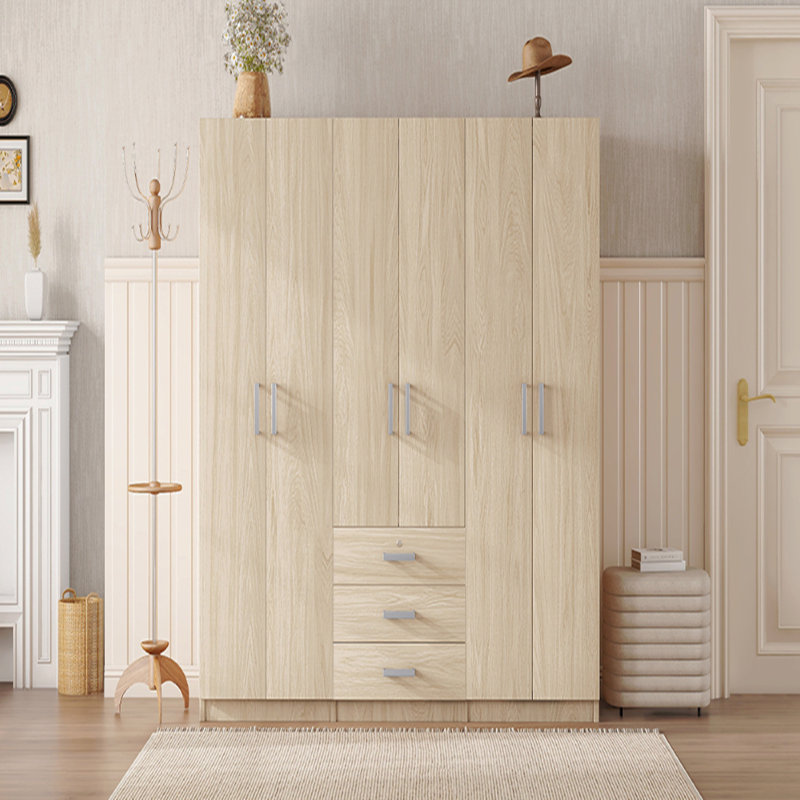 Rangement pour garde-robe en bois à 6 portes avec 6 grands tiroirs