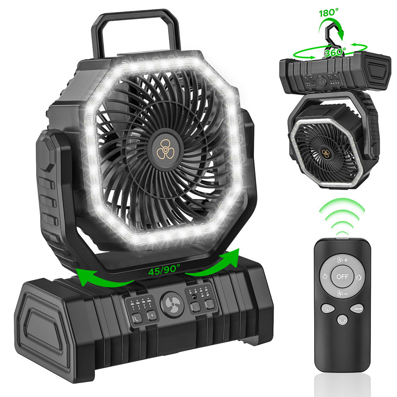 CRST 20000 mAh Portable Fan Battery Camping Fan, Black