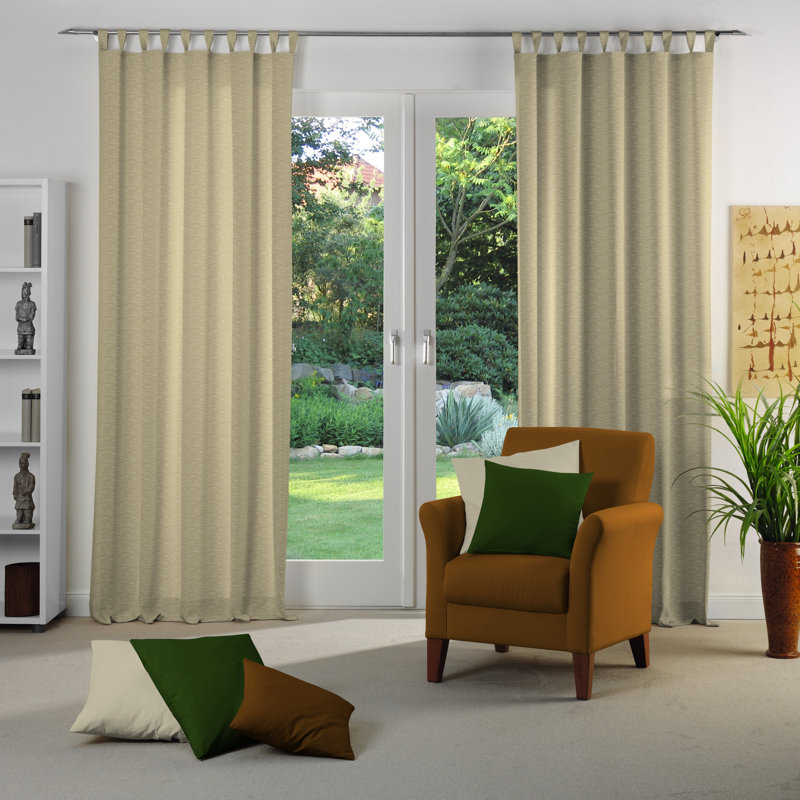 Beloit Synthetic Tab Top Curtain Single Panel, opaque, 245cm Width x 132cm Drop, Pink