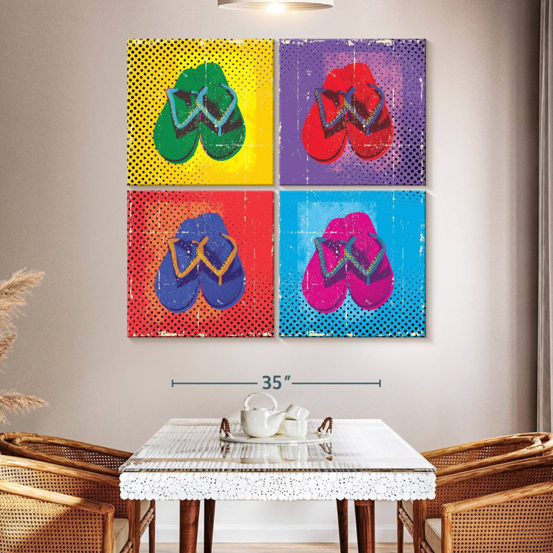 " Halftone Flip Flops " 4 - Pieces, 50" H x 50" W x 1.25" D