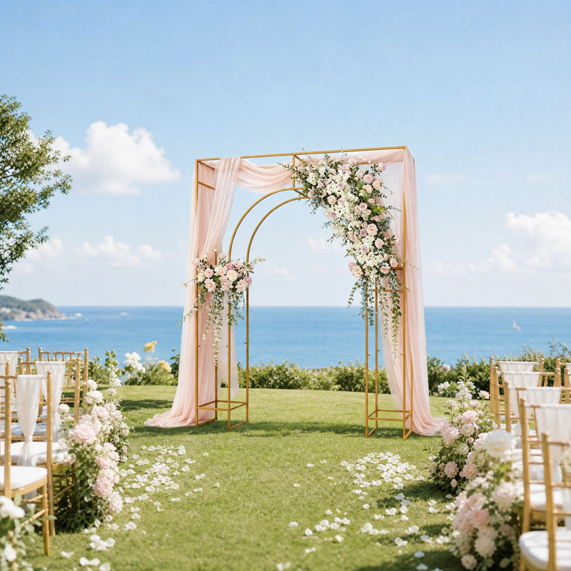 Support pour mariage en acier au carbone 98,4 po H x 70,8 po l, Or