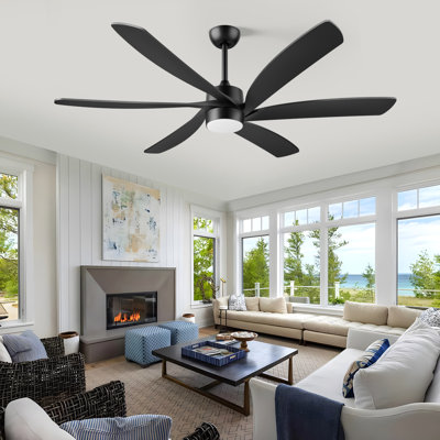 64" Modern Smart Ceiling Fan With Light And Abs Blades