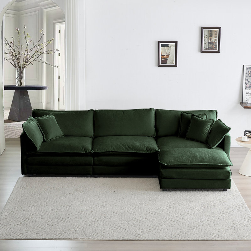 Canapé modulaire en L surdimensionné Free Combination Comfy Upholstery, Vert