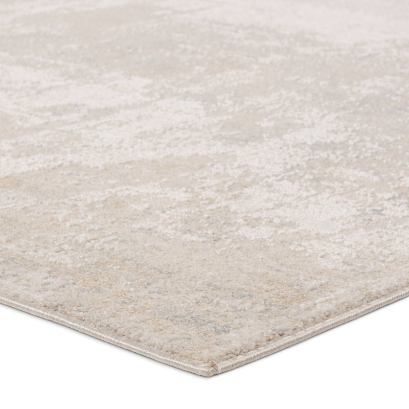 Tapis rectangulaire gris / crème en polyester / polypropylène tissé à la main Gaber, Rectangle 8 pi x 10 pi