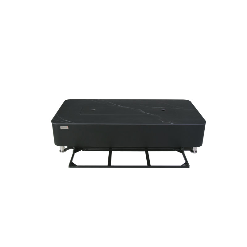 Athens Porcelain Top 62" Liquid Marble Porcelain Top Fire Table, Propane, Bulgaria Black, 14" H x 62" W x 30" D