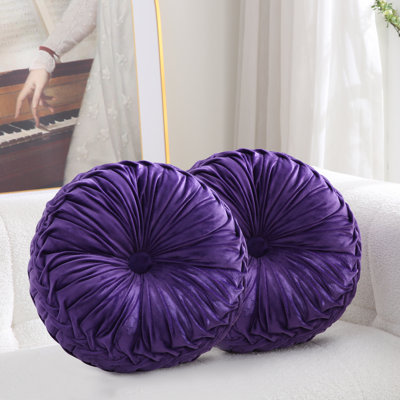 Velvet Round Throw Pillow for Couch Decor 15-Inch (Set of 2)
