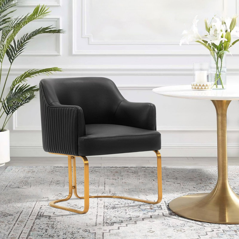 Chaise en cuir Raya, Noir
