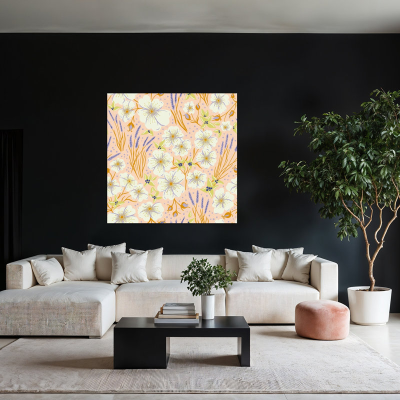 Art contemporain délicat printemps-été lavande, H 48 po x l 48 po