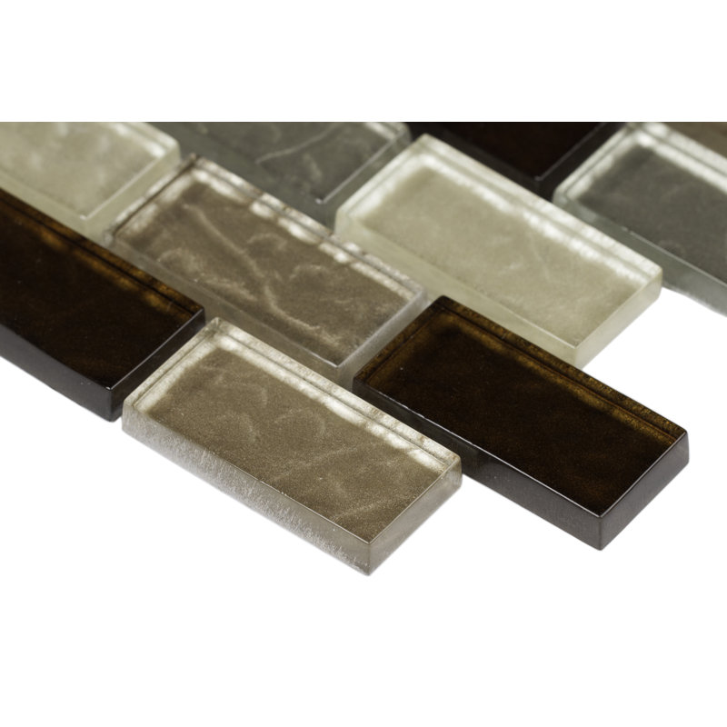 Sienna Mirage 12 in. x 12 in. Glossy Glass Mosaic Wall Tile