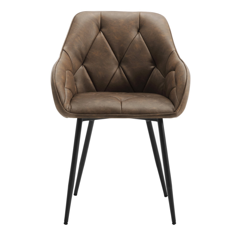 Rigney 50.5cm H Upholstered Metal Side Chair, Dark Brown, 1