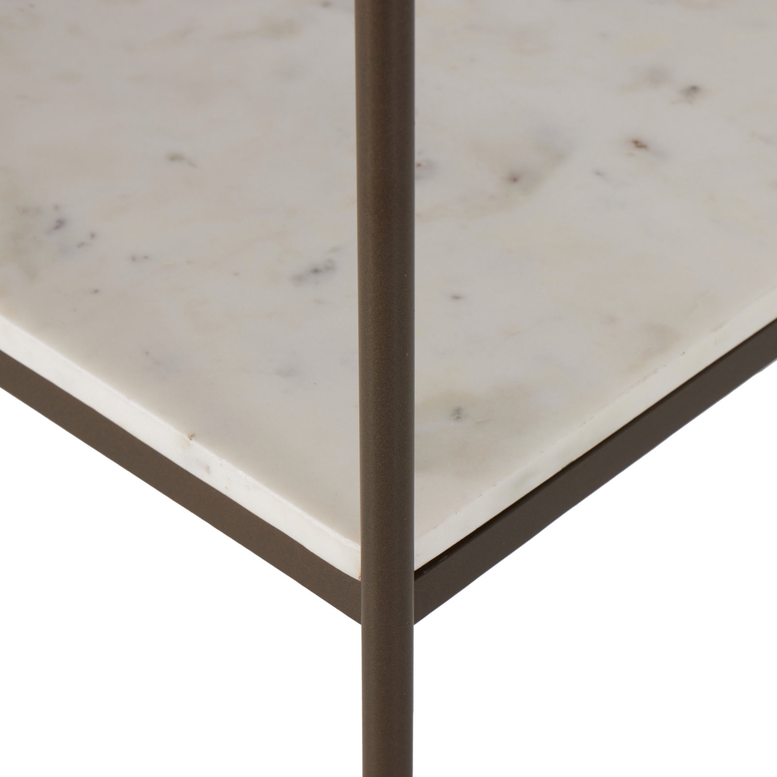 78" Console Table, Polished White Marble
