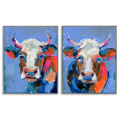 «Guernsey Cow Horned Portrait», ensemble de 2 giclées encadrées par Victoria Barnes