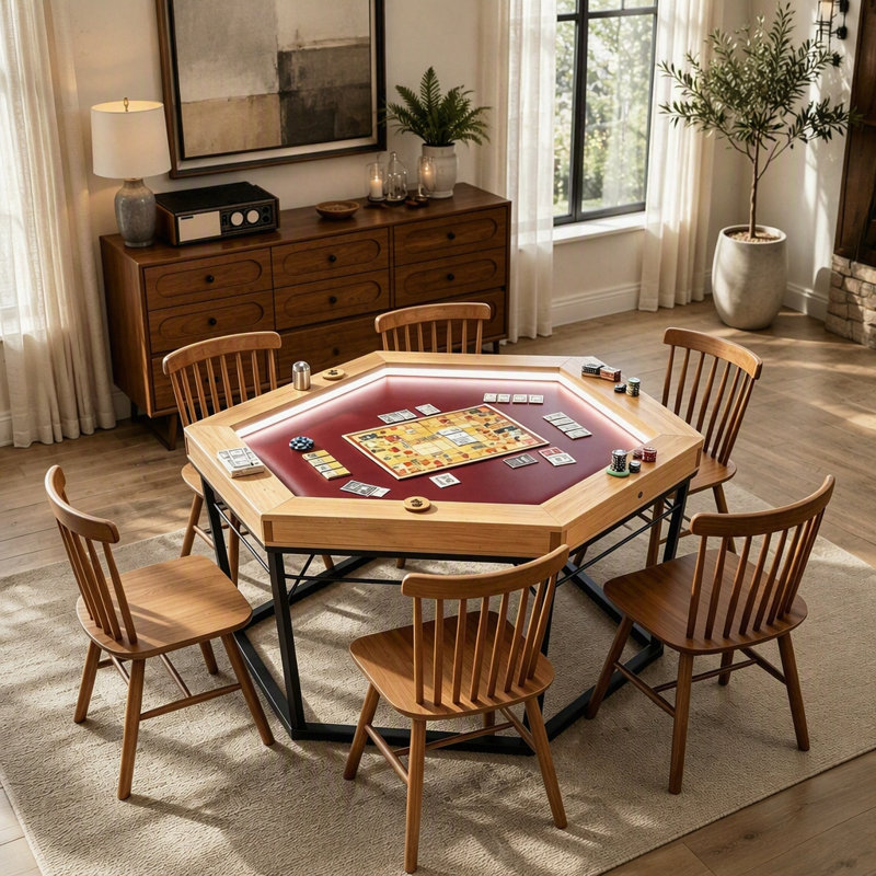 Table de salle à manger / de jeu convertible avec plateau amovible et tapis de jeu, grande surface de 54 po x 31 po