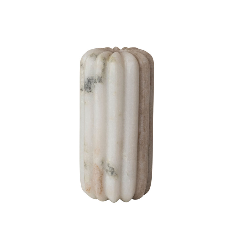 Buff Marble Ribbed Taper Holder