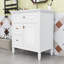 Meuble-lavabo en bois avec lavabo, tablette réglable, un tiroir rabattable et deux tiroirs-152592002