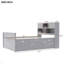Full Size Captain Platform Bed Frame With Storage Bookcases And Shelves,Four Drawers