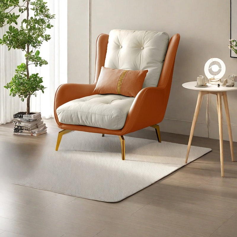 Fauteuil de loisir ergonomique à structure en métal, Beige/Orange