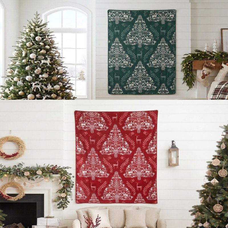 Jeté en jacquard réversible Noella, Rouge