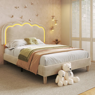 Upholstered Bed 3ft single bed With Led