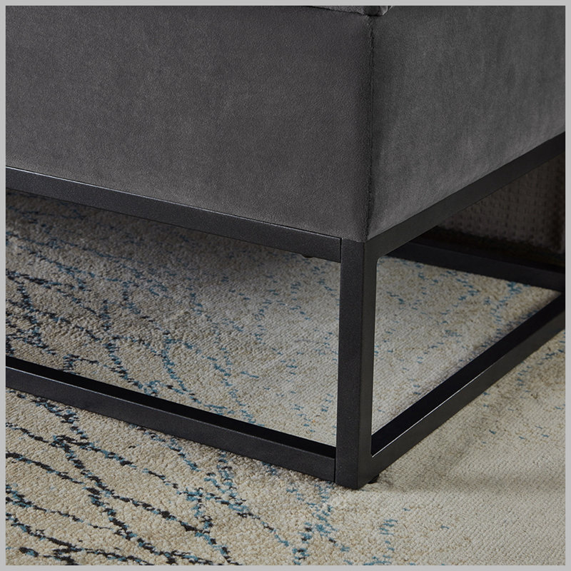 Banc de rangement rembourré en velours Margarete, Gris