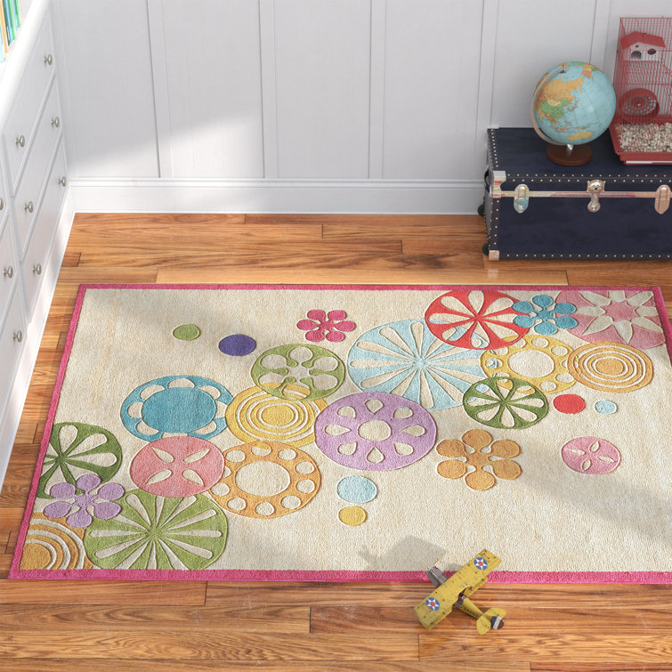 Aiyla Floral Handmade Tufted Ivory/Yellow/Pink Rug