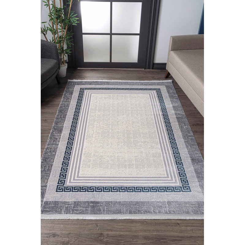 Adreann Geometric Machine Made Indoor / Outdoor Area Rug, Rectangle 6'6" x 9'6"