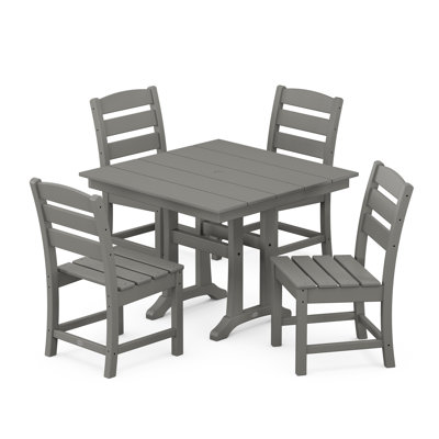 POLYWOOD® Lakeside 5-Piece Farmhouse Trestle Side Chair Dining Set