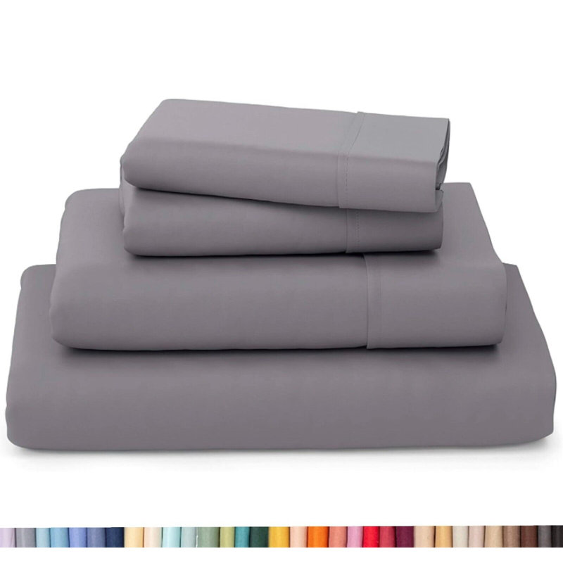 Ultra Soft Bamboo Sheet Set - 4 Pc Set - Wrinkle Resistant - Cooling Sheets with Deep Pockets, Light Gray