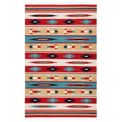 Eriksen Southwestern Flatweave Wool Cotton Beige/Red/Blue Area Rug