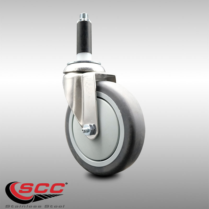 Roue extensible pivotante en caoutchouc thermoplastique 316SS