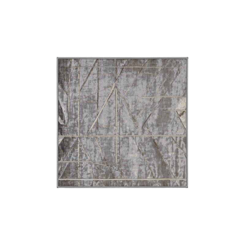 Machine Washable Gray Area Rug, Square 6'