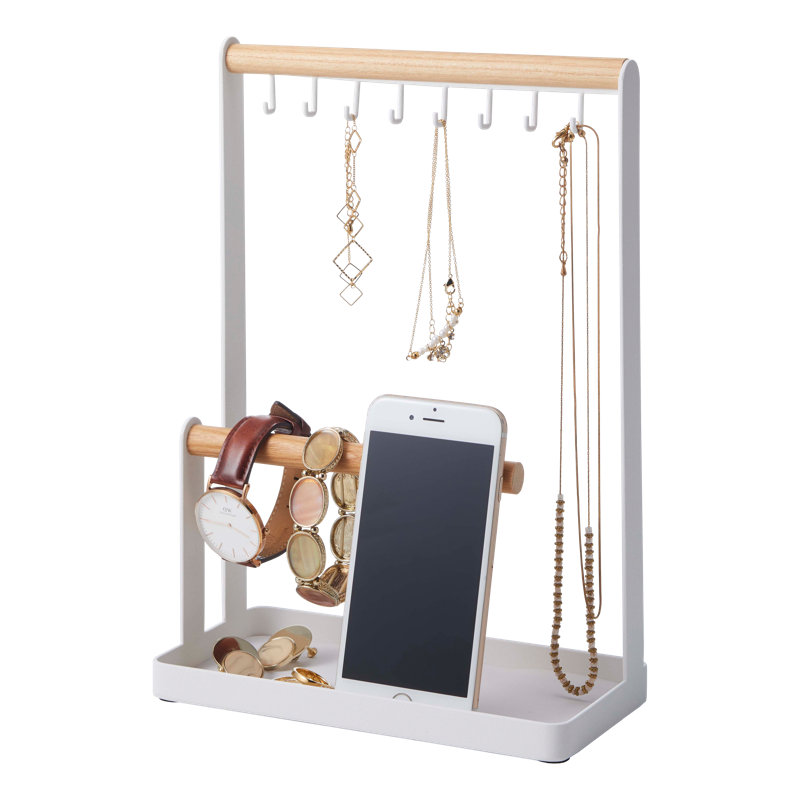 Tosca Elegance White Steel & Wood Jewelry Organizer Stand