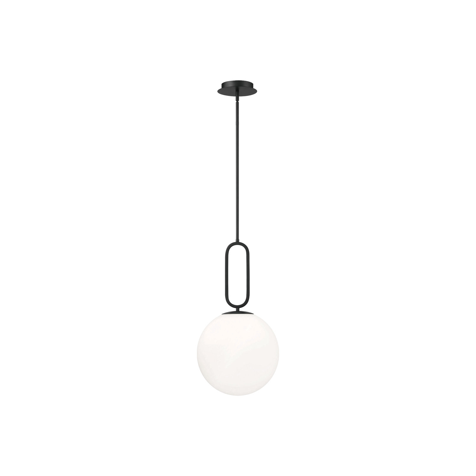 Single Light Glass Dimmable Pendant, Acid Opal/Matte Black, 22.75" H x 11.75" W x 11.75" D