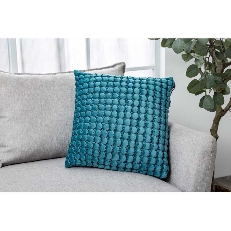 Housse de coussin carré en velours et insert, bleu