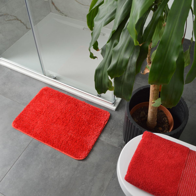 Bling Sparkle Bath Mat Non Slip 40 x 60cm, Red