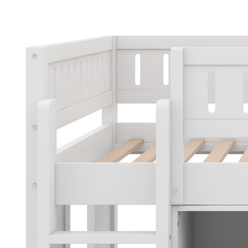 Lit mezzanine avec armoire de rangement, tableau noir, Blanc