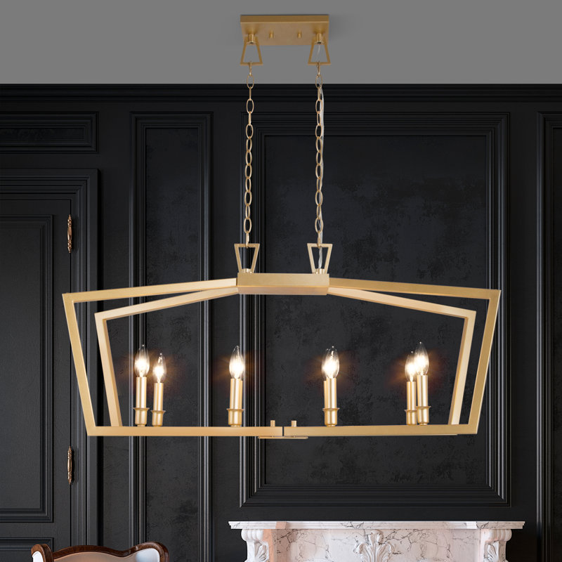 Lustre moderne à 8 lumières l 37 po Bixby, Or, H 78 po x l 38 po x P 13 po