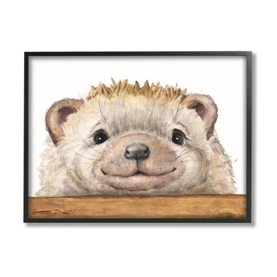 " Expressive Hedgehog Peeking Smiling Casual Animal " by George Dyachenko Painting Print