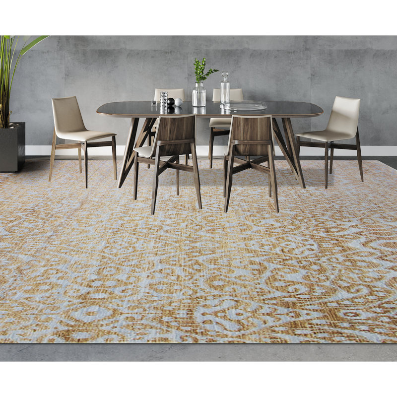 Ikat Area Rug in Gold, Rectangle 8' x 10'