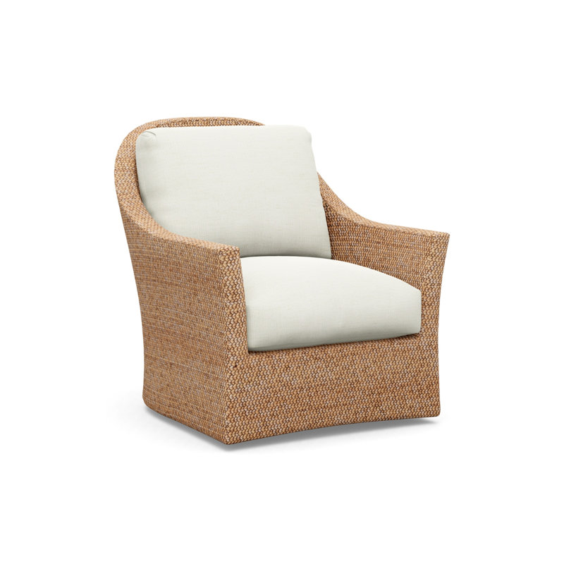 Palm Desert Swivel Armchair, White/Ivory