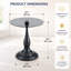 Table d'appoint vintage en métal noir mat, plateau rond en verre trempé gris translucide de 50 cm, pied en forme de vase, idéale pour le salon ou la chambre.-1691233120-1691233129