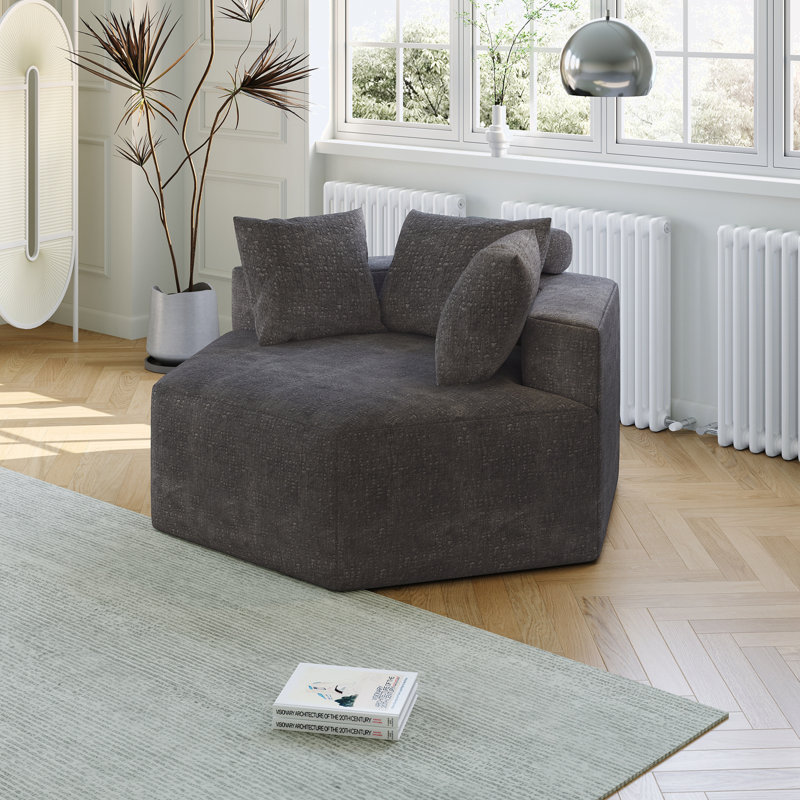 Canapé simple en chenille éponge, Gris chenille