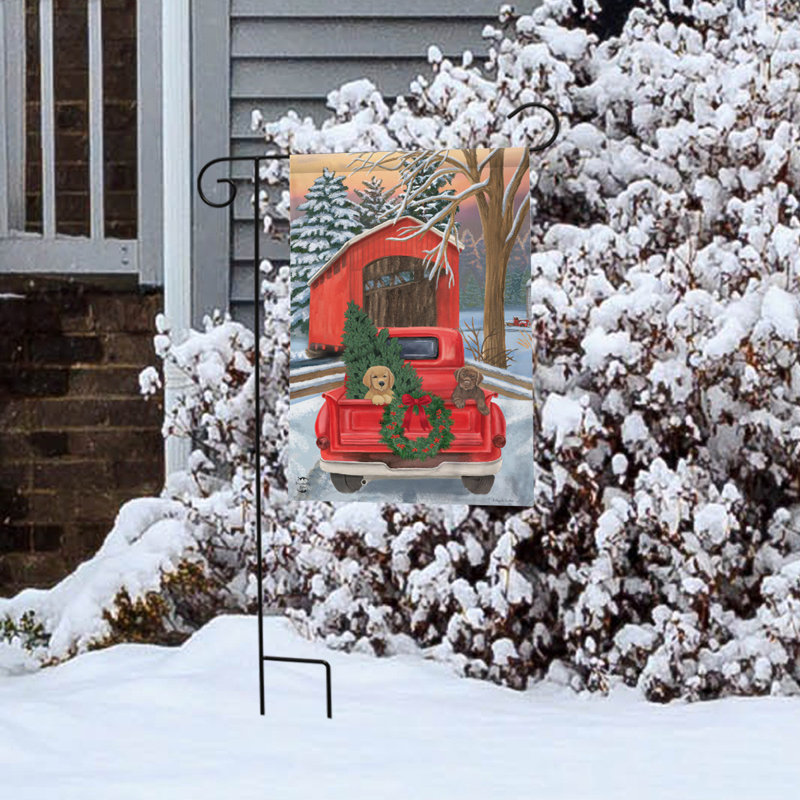 Drapeau de jardin d'hiver, Rouge / vert / blanc / gris