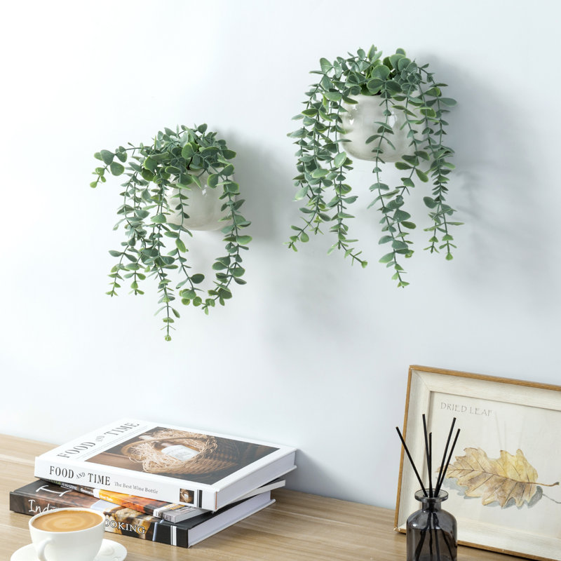 2 pièces de plantes d'intérieur en simili mur d'eucalyptus