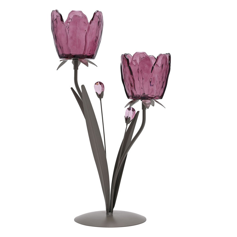 36.5Cm Glass Metal Tabletop Votive Holder